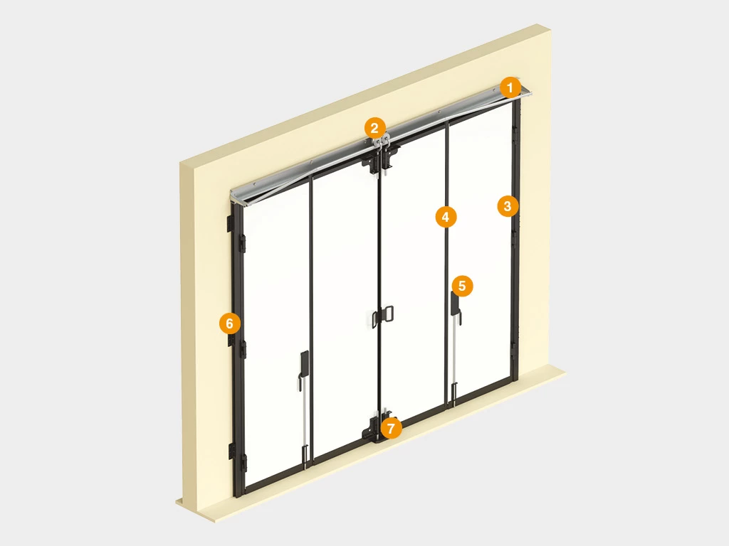 СКЛАДНЫЕ ВОРОТА БЕЗ НИЖНЕЙ НАПРАВЛЯЮЩЕЙ СЕРИИ IFG